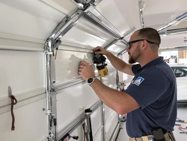 Montville Garage Door Repair technician quieting a noisy garage door in Montville
